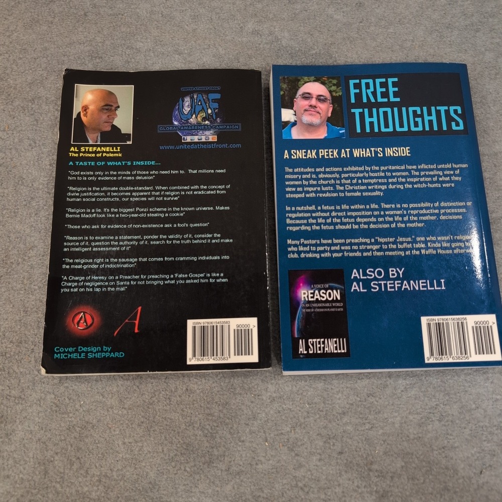Al‎ Stefanelli Signed Book Lot A Voice of Reason & Free Thoughts Atheist Essays - Picture 2 of 11